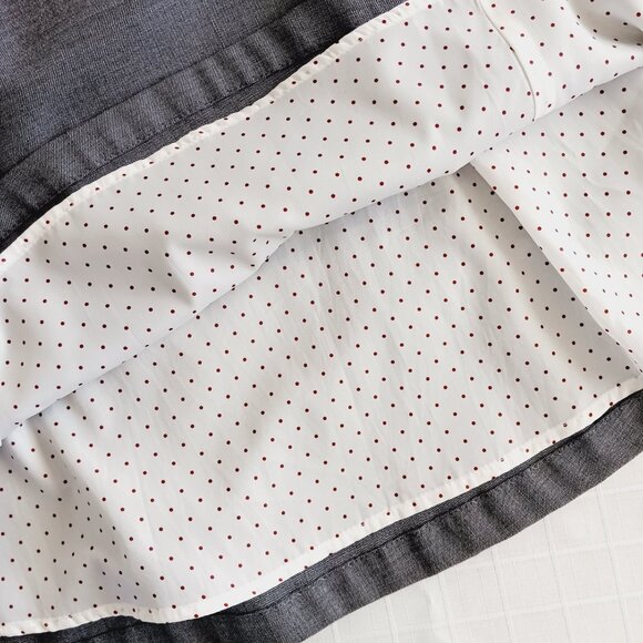 H&M Grey Fit & Flair Scoop Neck Dress Burgundy Polka Dot Lining Size 8 - Picture 10 of 14